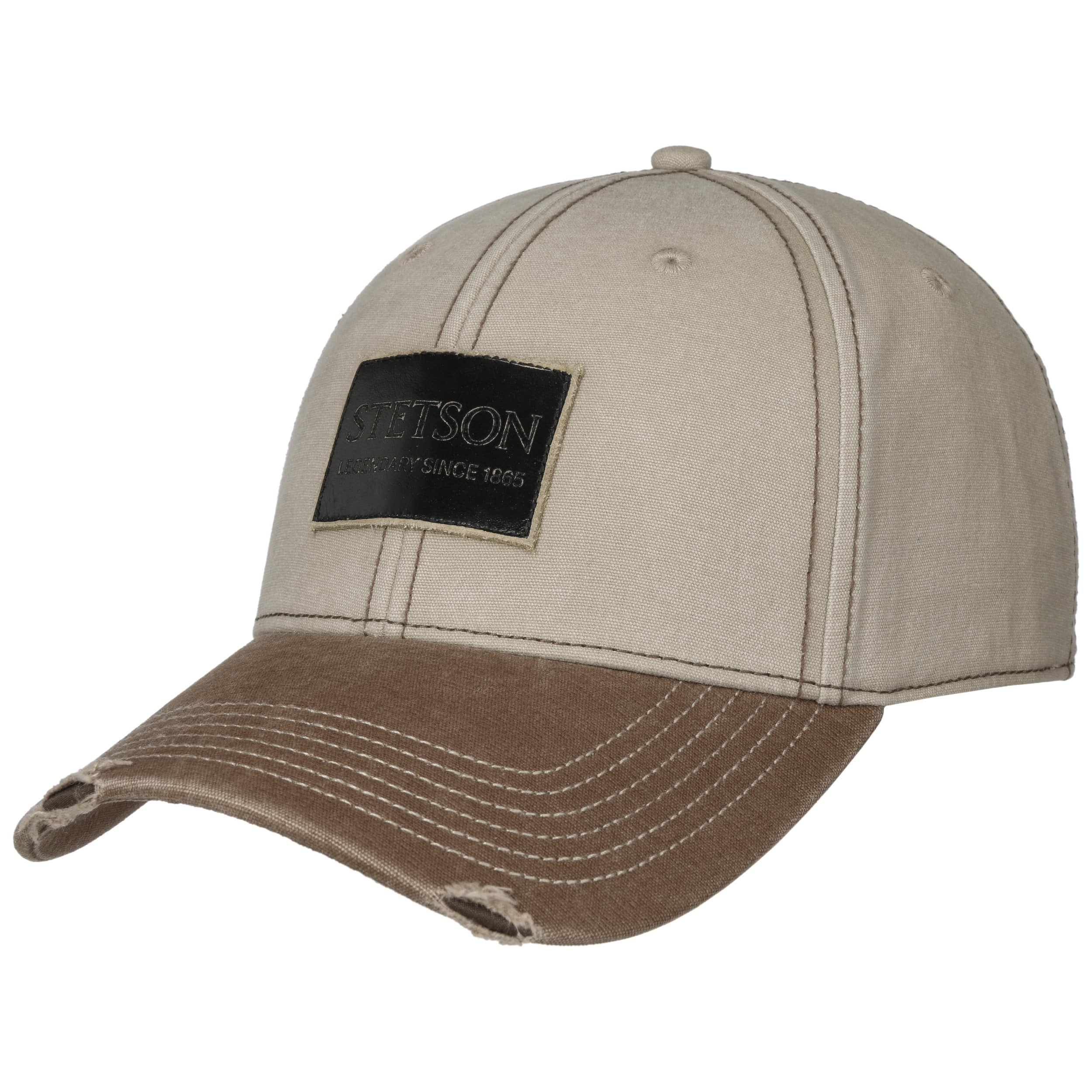 Stetson Leather Patch Distressed Peak Cap