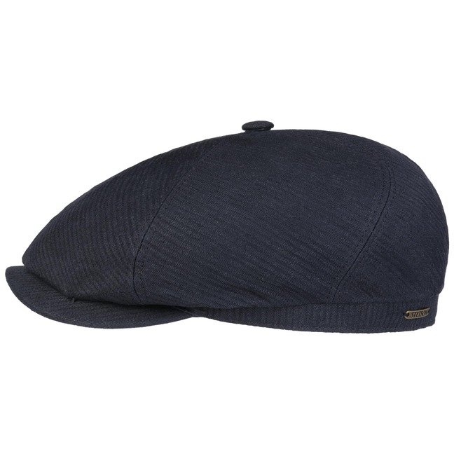 thumbnail image 2 of Stetson 6-Panel Canvas Flat Cap For Men - Navy Cotton Classic Style 2 of 9