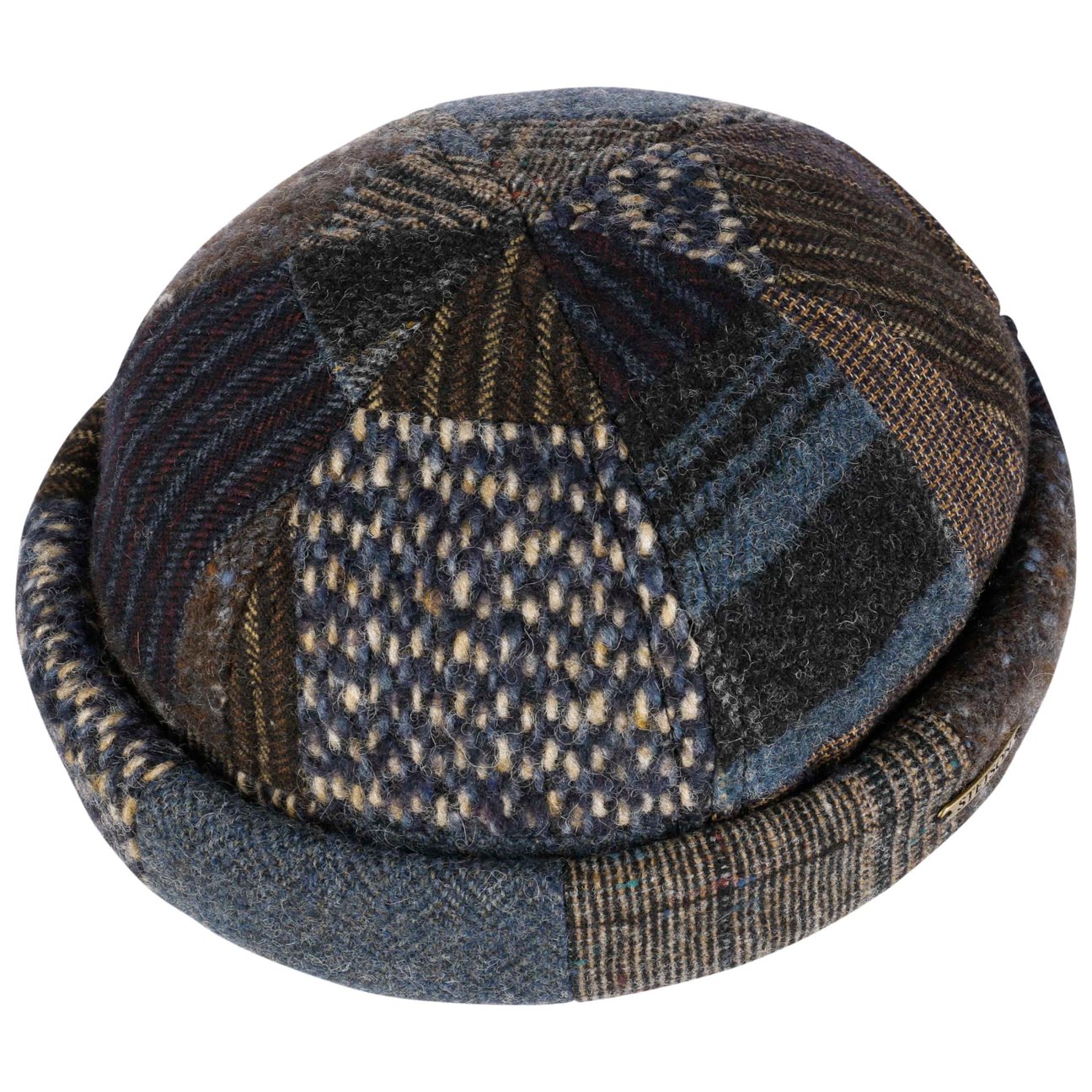 4295 Laughlin Patchwork Docker Hat Women/men Brown-blue 7 3/4-7 Amazon.com: Stetson Hatteras Fresh Patchwork Flat Cap Men  main image 2