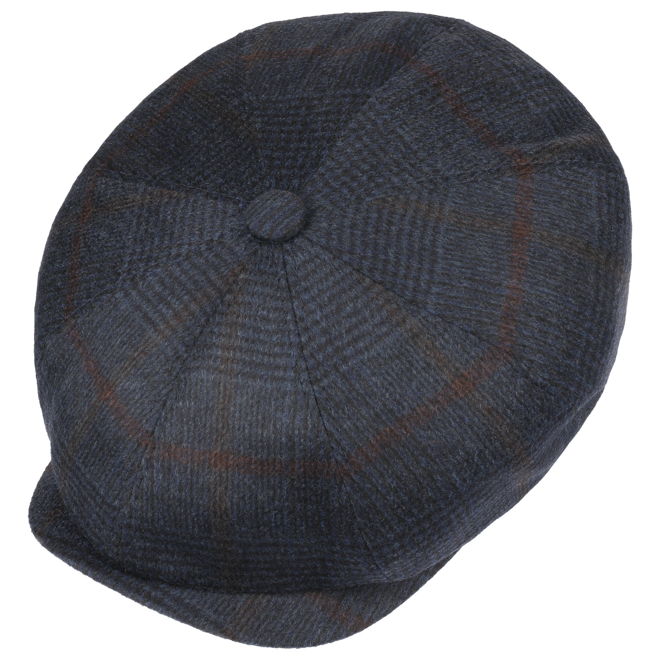 Gorra Invierno Hombre Stetson Gorra Hatteras Herringbone Stripe Hombre - Made In The EU De Lana Newsboy Con Visera, Forro Invierno Otoño/Invierno - S (54-55 Cm) Azul Oscuro Gorras De Hombre Invierno