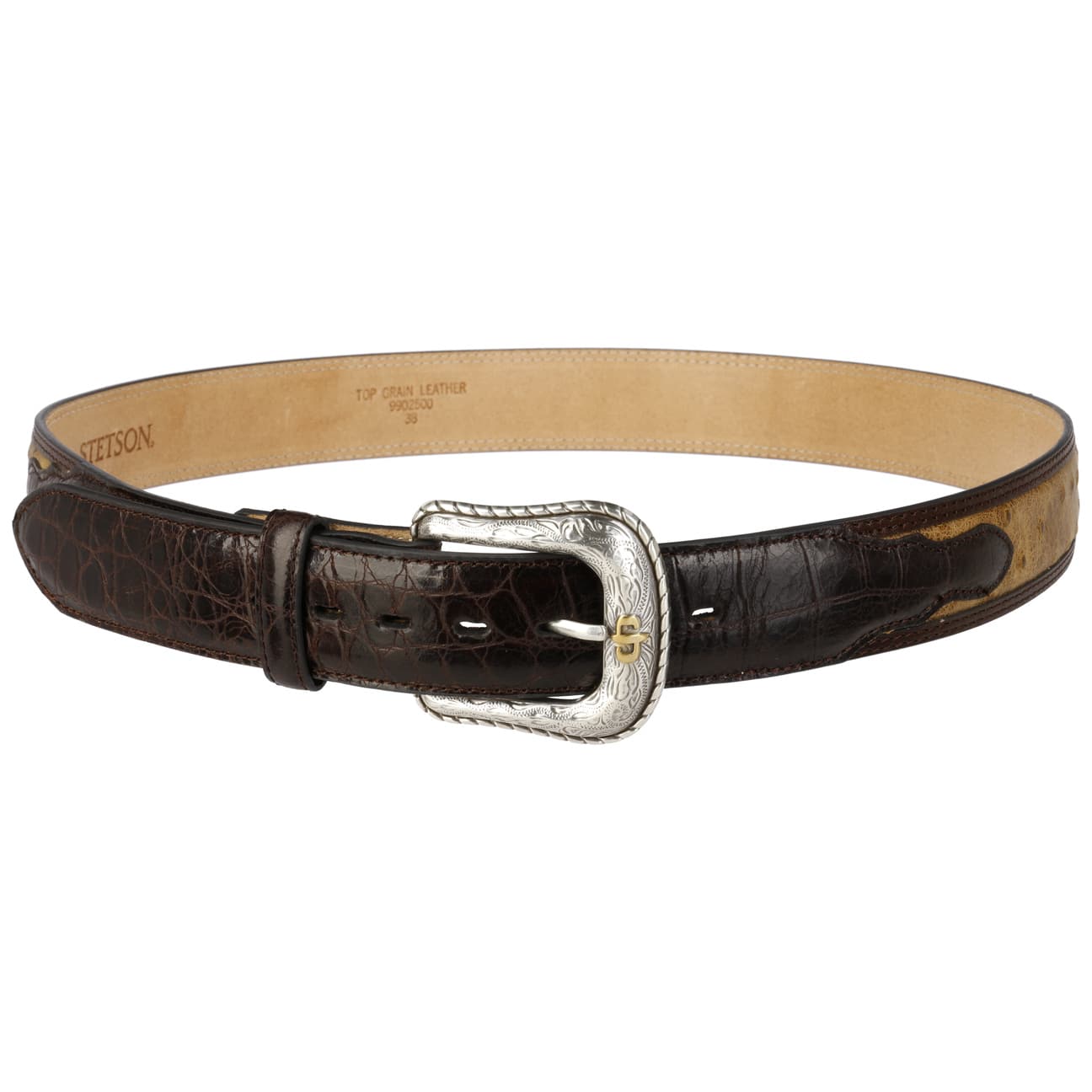 Stetson Ostrich Croco Western Leather Belt