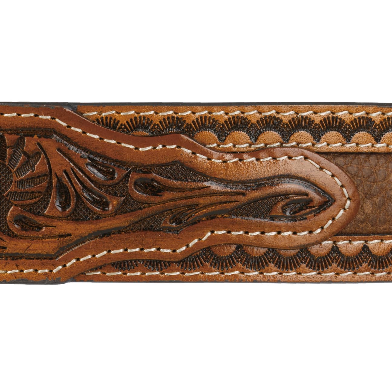 Tooled Leather Belt -->