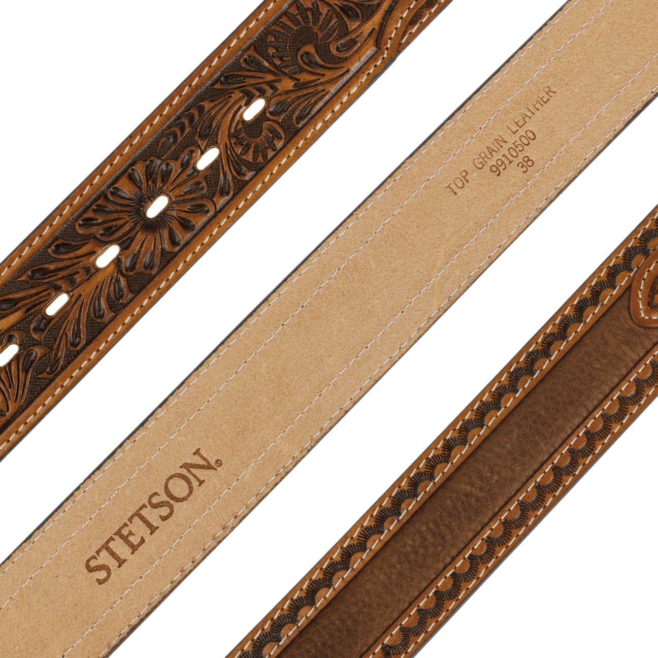 Tooled Leather Belt -- decoding=