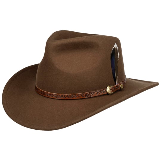 Chapeau Cowboy Noir 100% Laine - Marque MHT Westerns - Taille XL (7 5/8) - Bandeau Cuir - Occasion Bon état