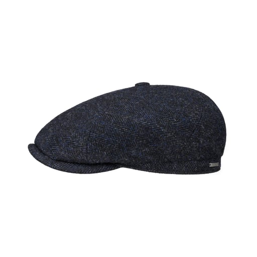 Stetson Brooklin Black Herringbone Flat Cap