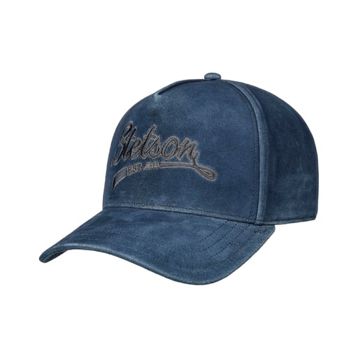 Stetson Casquette en Cuir Vintage Denim Blue
