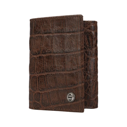 Stetson Croco Embossed Leather Tri-Fold Wallet