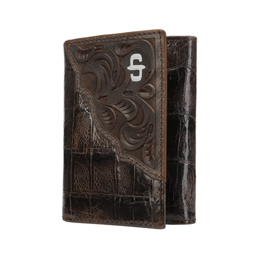Stetson Croco Embossed Tri-Fold Leather Wallet