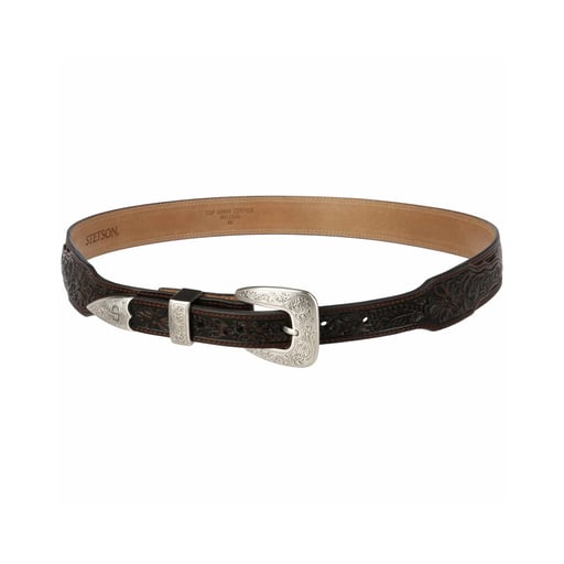 Stetson Croco Print Tooled Leather Belt