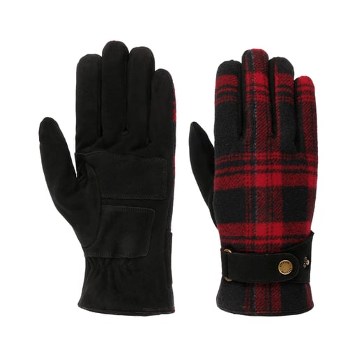 Stetson Goat Suede Woolen Check Gloves