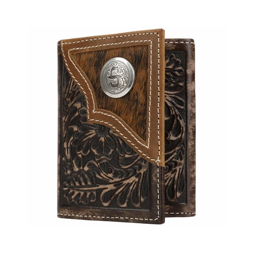 Stetson Hair-On-Hide Leather Tri-Fold Wallet