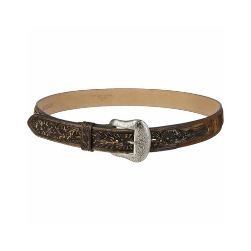 Stetson Hair-on-Hide Tooled Leather Belt