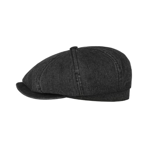 Stetson Hatteras Black Denim Flat Cap
