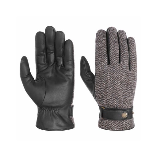 Stetson Herringbone Wool Leather Gloves