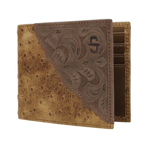Stetson Ostrich Embossed Leather Bi-Fold Wallet
