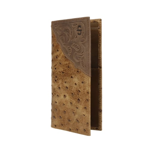 Stetson Ostrich Embossed Leather Checkbook