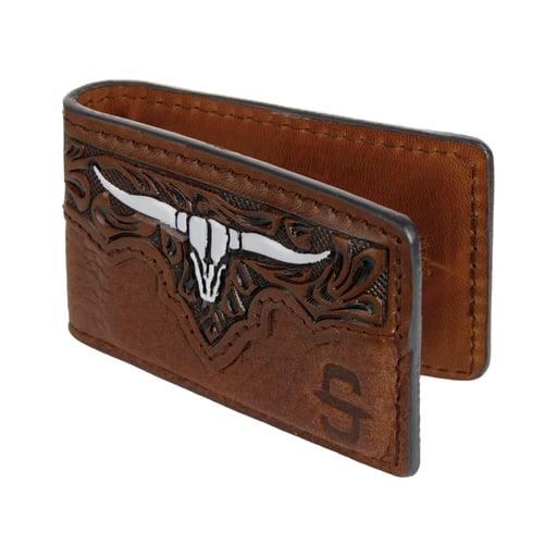 Stetson Steer Head Leather Money Clip