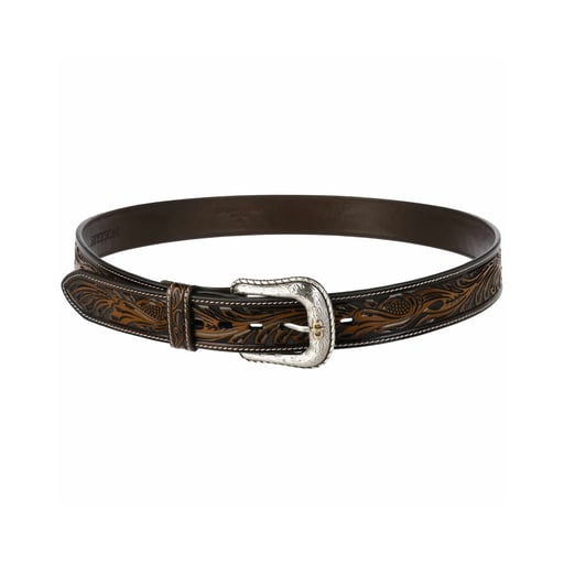 Stetson Tooled Dark Leather Belt