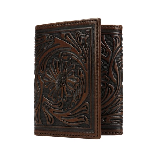 Stetson Tooled Leather Tri-Fold Wallet