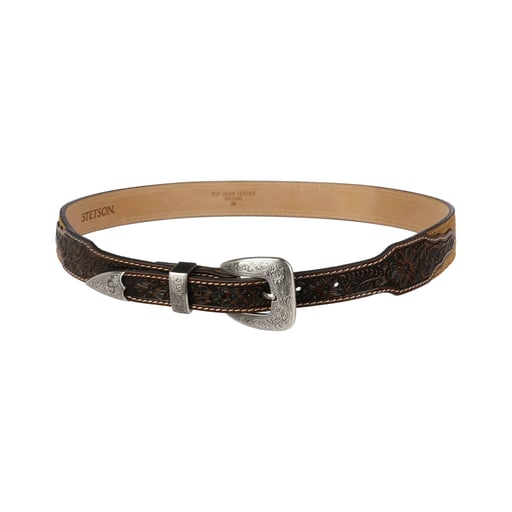 Stetson Tooled Tapered Leather Belt